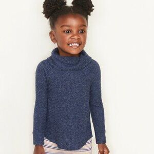 OLD NAVY Thermal Waffle Knit Cowl Neck Long Sleeve Top Navy Blue 12-18M